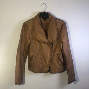 GUC Bagatelle leather-look asymmetric jacket M tan/rich camel colored